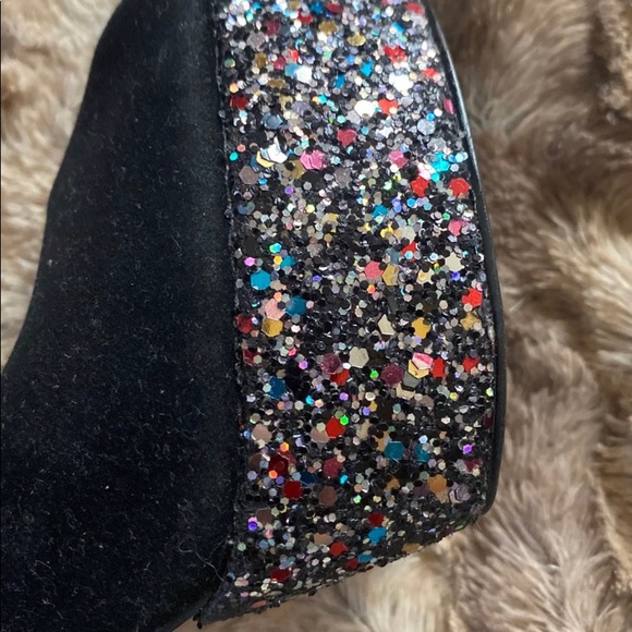 Asos Black Suede Glitter Peep Toe Pumps - Picture 3 of 4